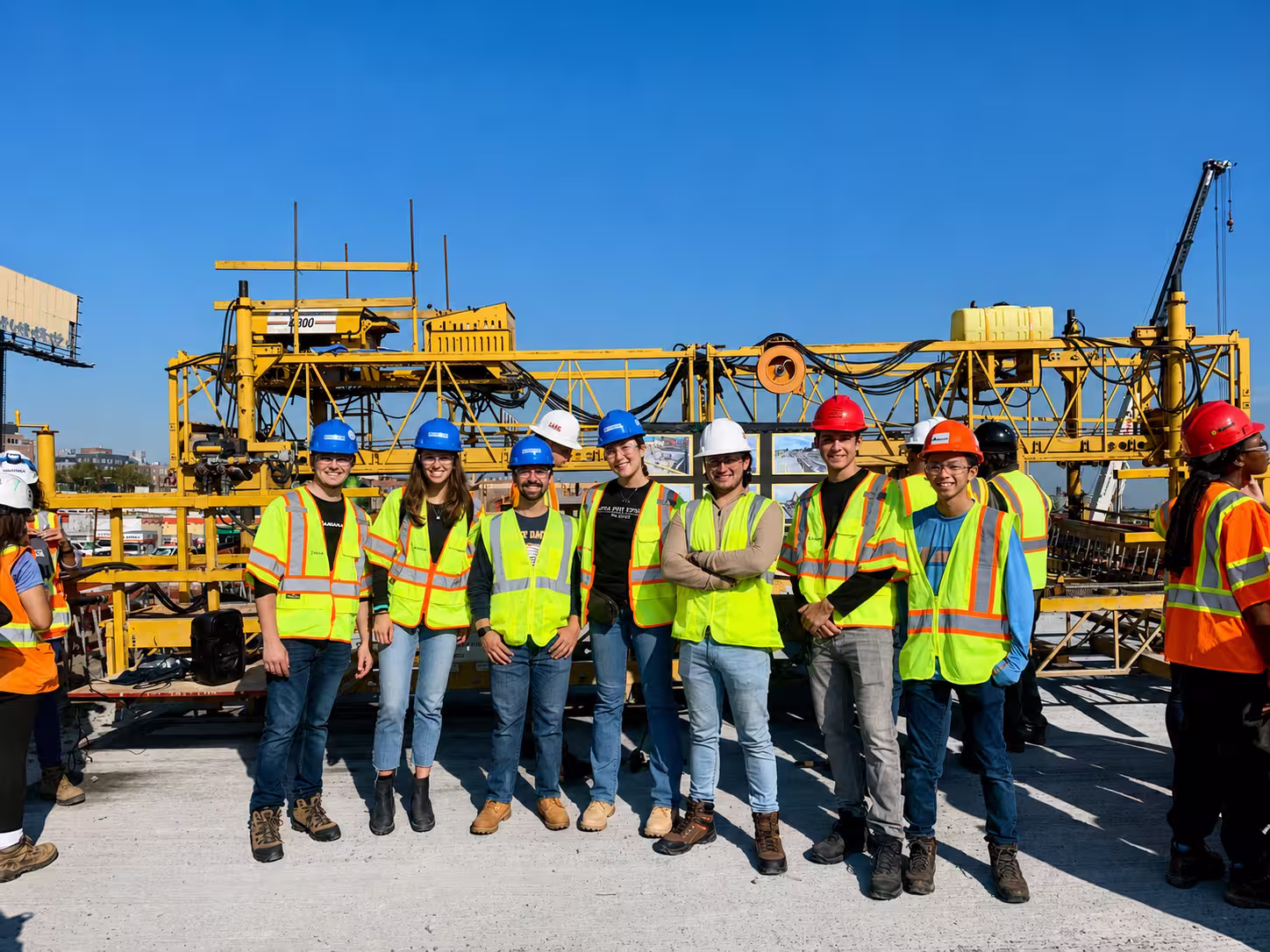 Workforce trainees on a paving and infrastructure jobsite