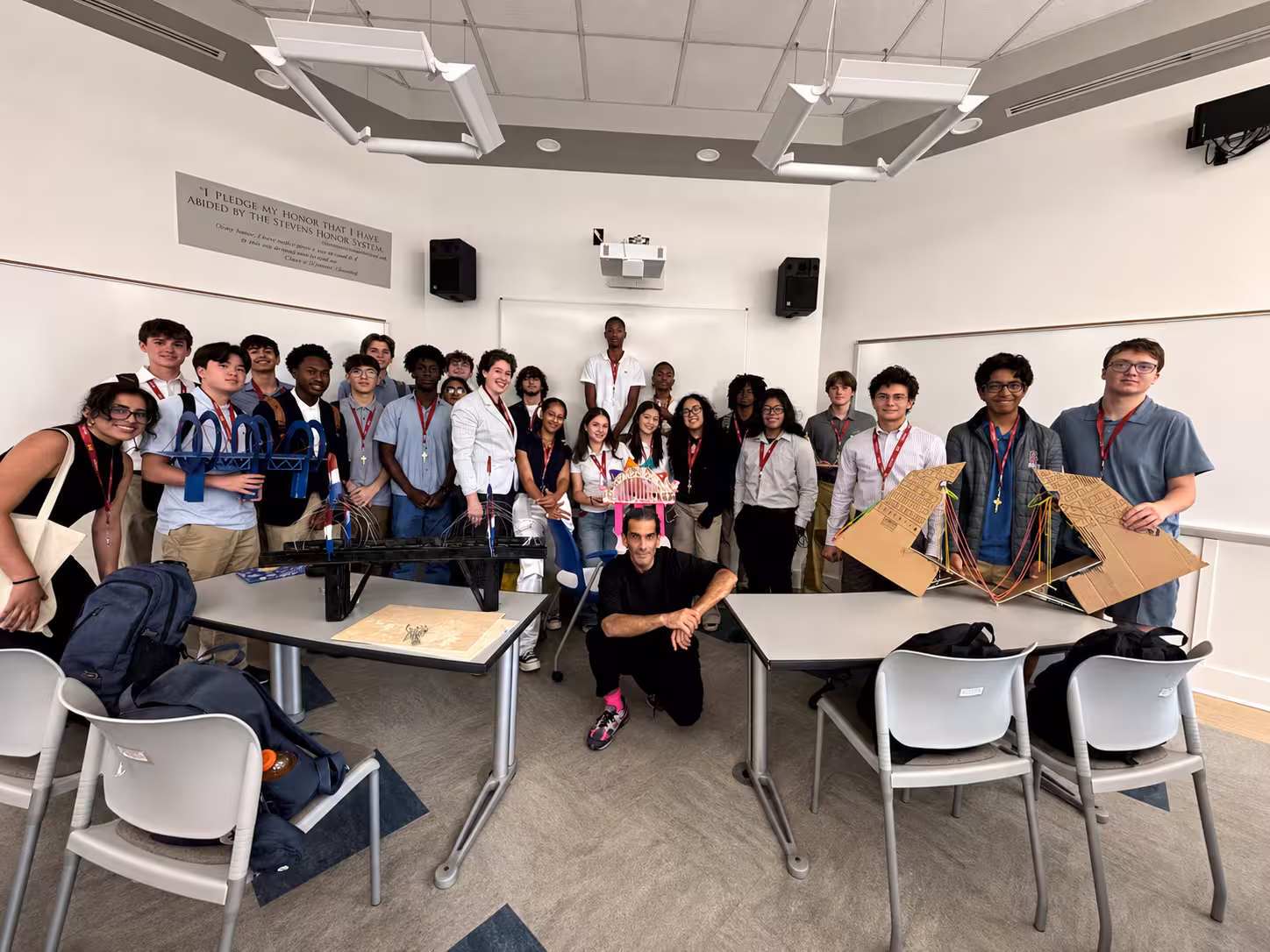 High-school students in the Aedifica Pathway civil engineering program at Stevens Institute of Technology